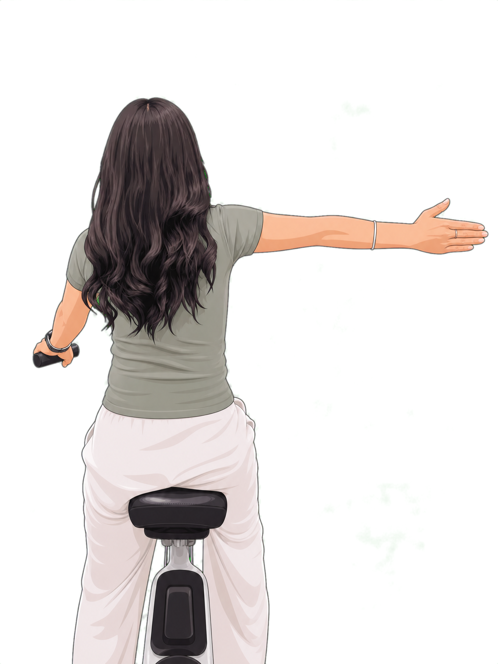 Turn right more common — right arm extended out to the right